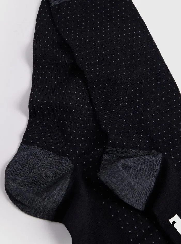 Men Paul Stuart Socks Wool Pindot Sock Black