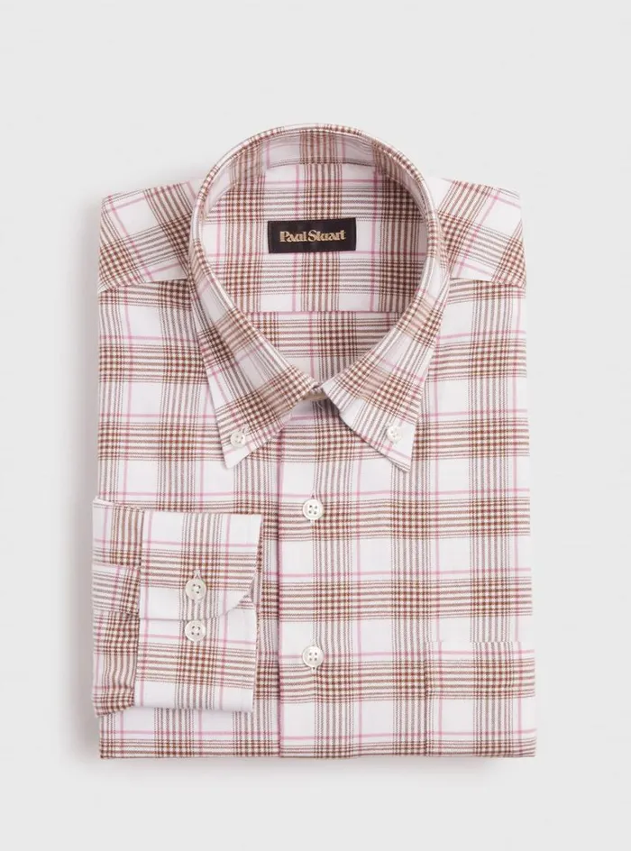 Men Paul Stuart Sport Shirts Plaid Flannel On Cream Ground Sport Shirt Brownpink Men Paul Stuart Sport Shirts Plaid Flannel On Cream Ground Sport Shirt Brownpink