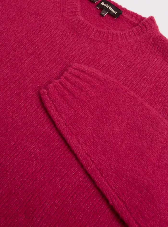 Men Paul Stuart Sweaters Boucle Crewneck Sweater Bright Pink Men Paul Stuart Sweaters Boucle Crewneck Sweater Bright Pink
