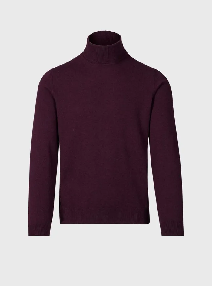 Men Paul Stuart Sweaters Cashmere Turtleneck Wine