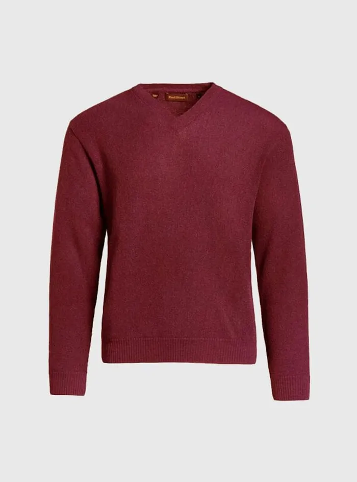 Men Paul Stuart Sweaters Classic Alpaca Links VNeck Sweater Burgundy