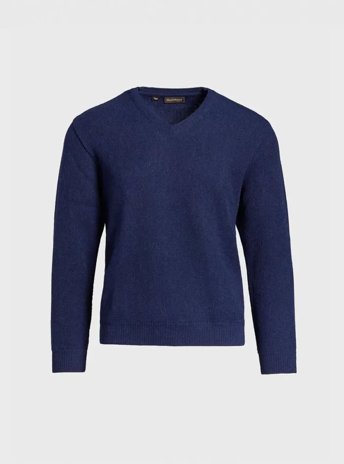 Men Paul Stuart Sweaters Classic Alpaca Links VNeck Sweater Navy