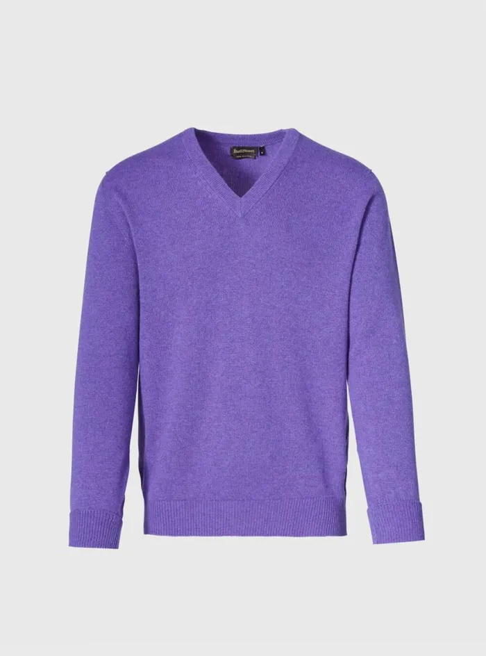 Men Paul Stuart Sweaters Classic Cashmere Double Ply VNeck Sweater Grape