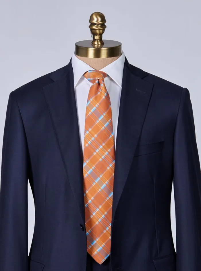 Men Paul Stuart Ties Printed Silk Plaid Tie Rust
