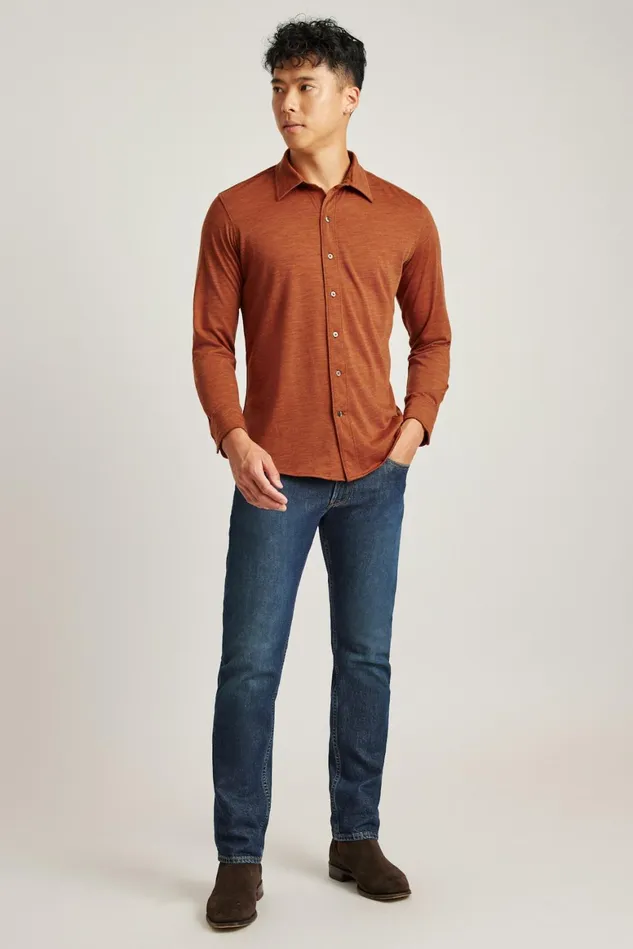 Men Performance Merino Shirt Heather Rust Bonobos Casual Shirts