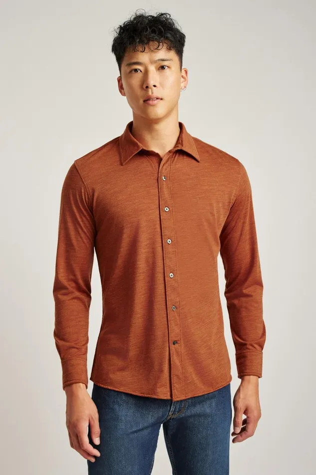 Men Performance Merino Shirt Heather Rust Bonobos Casual Shirts
