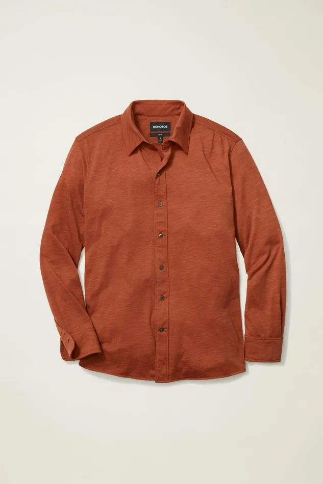 Men Performance Merino Shirt Heather Rust Bonobos Casual Shirts