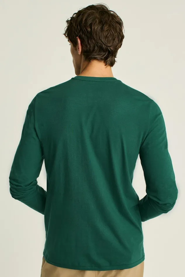 Men Pima Performance Long Sleeve Henley Forest Green Bonobos Henleys