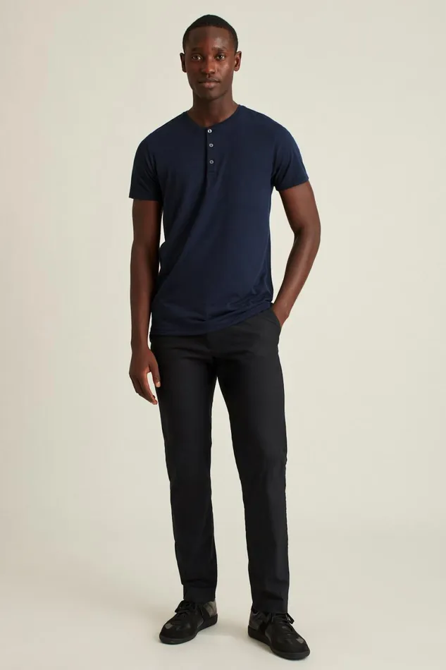 Men Pima Performance Short Sleeve Henley Navy Bonobos Henleys
