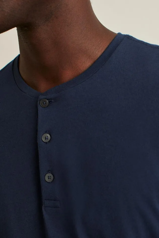 Men Pima Performance Short Sleeve Henley Navy Bonobos Henleys