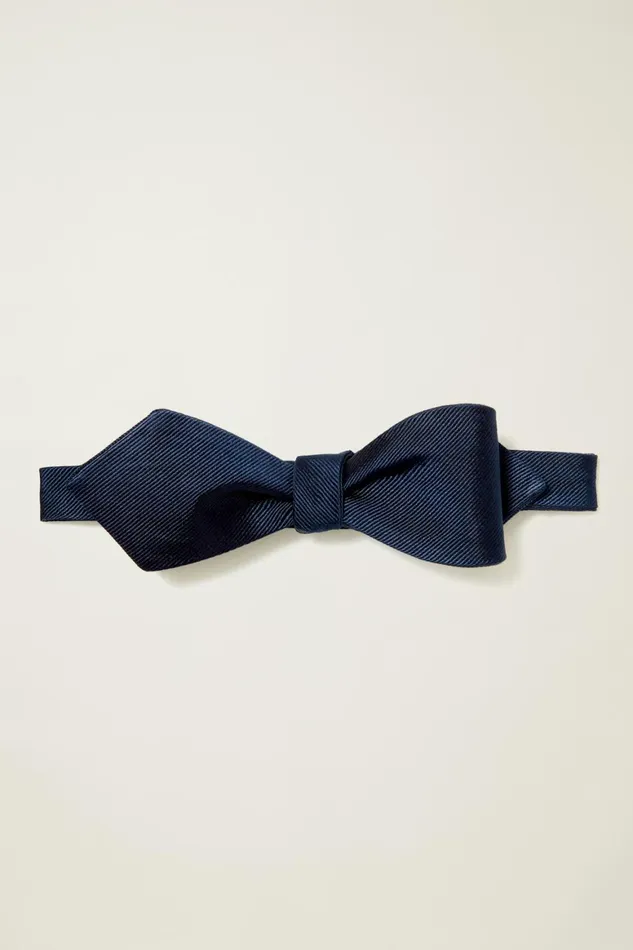 Men Premium Bowtie Navy Silk Bonobos Ties and Pocket Squares