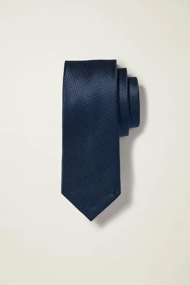 Men Premium Necktie Navy Blue Geo Bonobos Ties and Pocket Squares