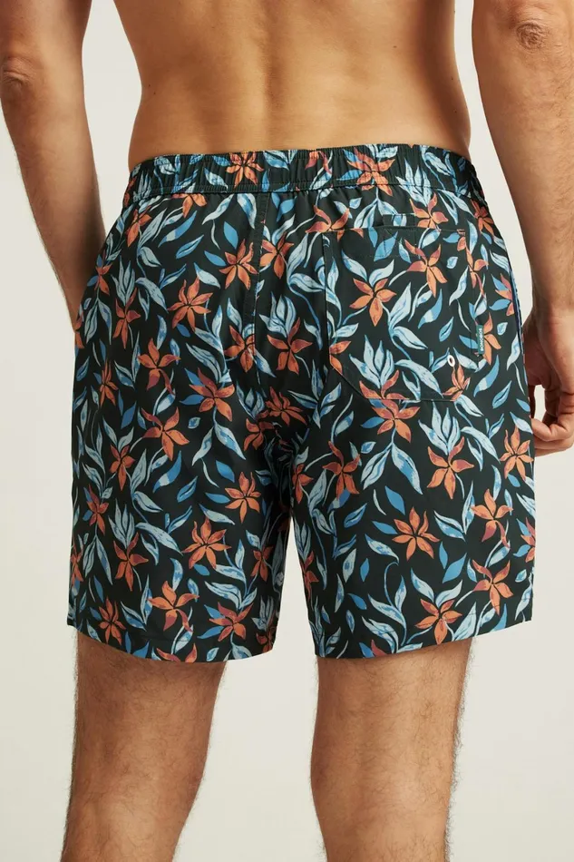 Men Riviera Recycled Swim Trunks Rusty Blue Floral Bonobos Swim Trunks