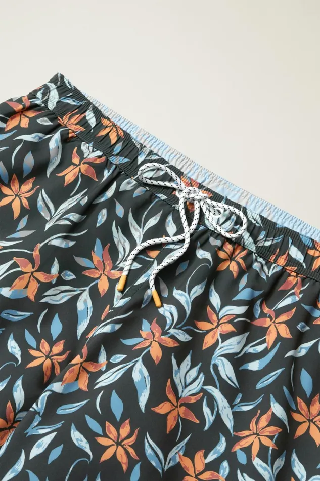 Men Riviera Recycled Swim Trunks Rusty Blue Floral Bonobos Swim Trunks