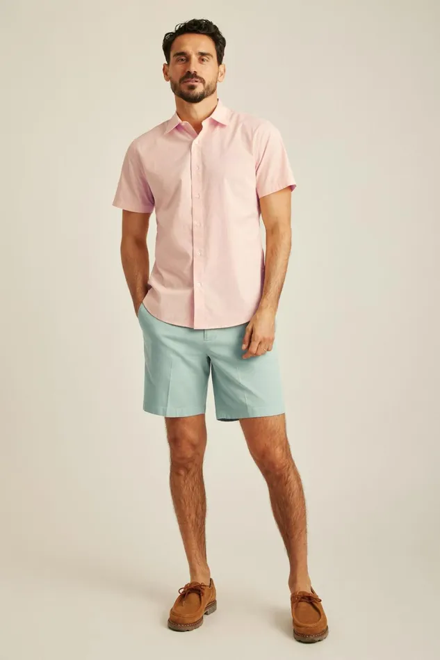 Men Riviera Short Sleeve Shirt Cantaloupe End On End Bonobos Casual Shirts