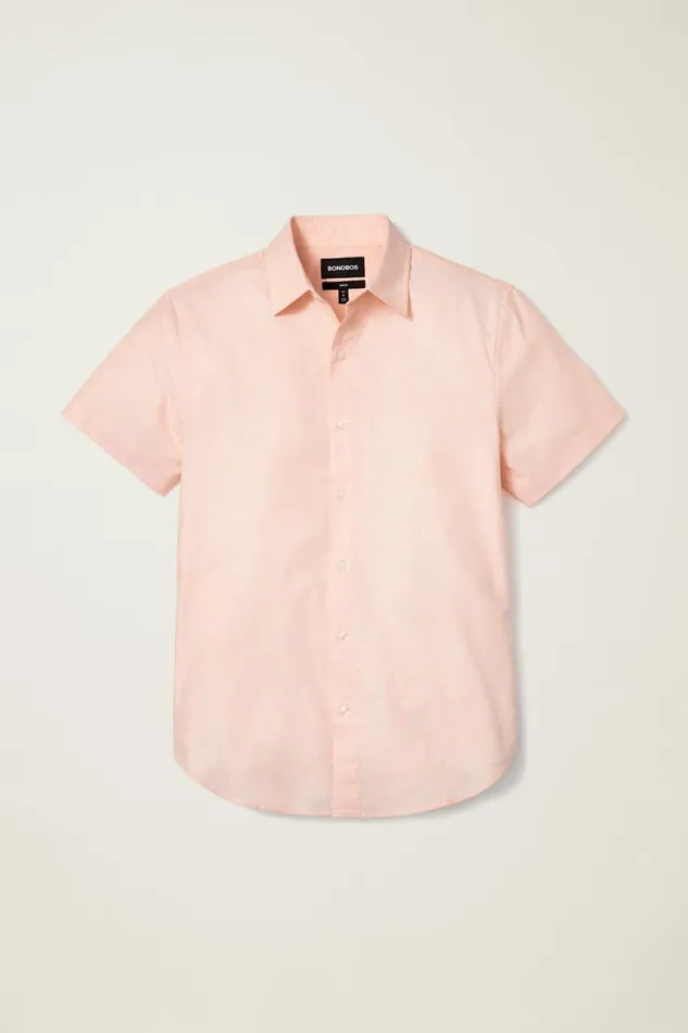 Men Riviera Short Sleeve Shirt Cantaloupe End On End Bonobos Casual Shirts