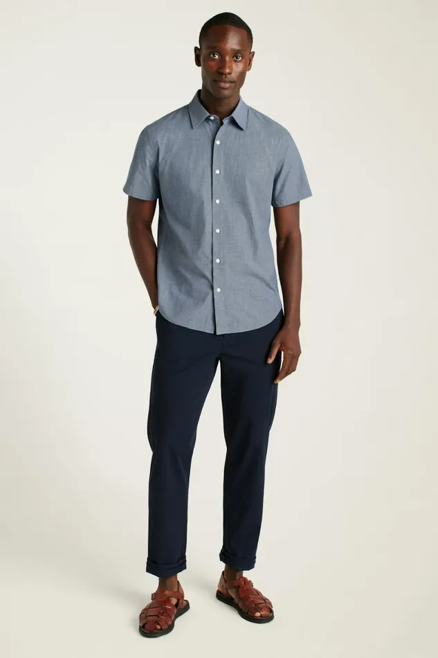 Men Riviera Short Sleeve Shirt Navy Oxnard Stripe Bonobos Casual Shirts