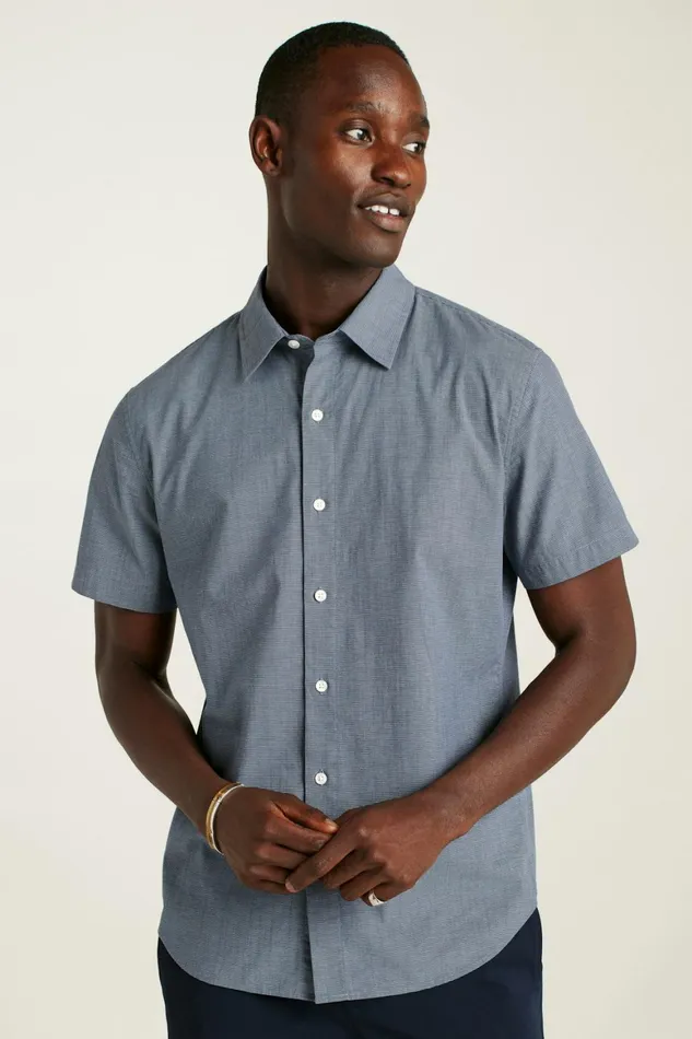 Men Riviera Short Sleeve Shirt Navy Oxnard Stripe Bonobos Casual Shirts