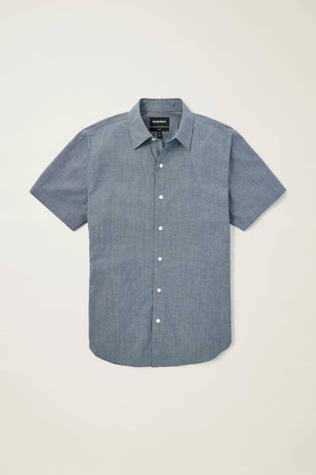 Men Riviera Short Sleeve Shirt Navy Oxnard Stripe Bonobos Casual Shirts