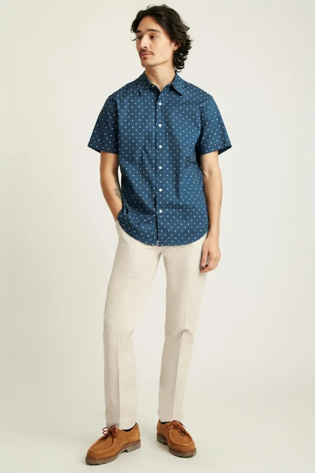 Men Riviera Short Sleeve Shirt Navy Teal Friend Of A Frond Bonobos Casual Shirts