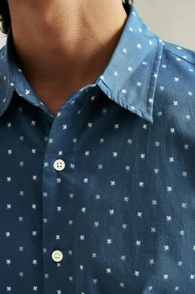 Men Riviera Short Sleeve Shirt Navy Teal Friend Of A Frond Bonobos Casual Shirts