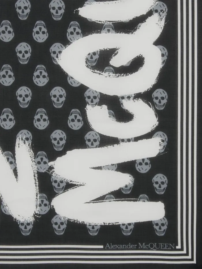 Men Scarves Alexander McQueen Mcqueen Graffiti Biker Scarf Blackivory