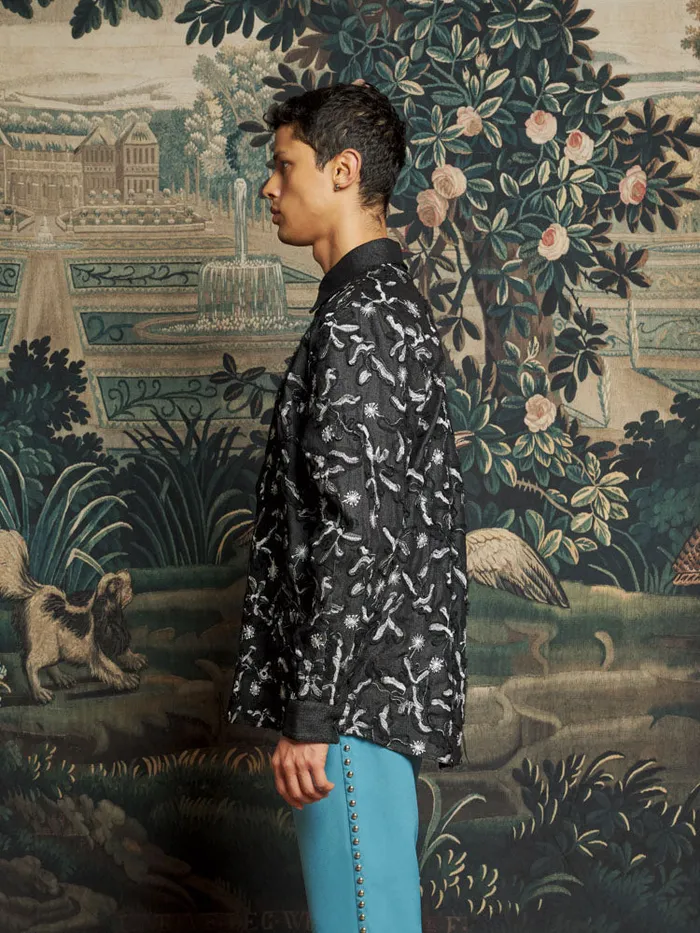 Men Sister Jane Shirts Honeycomb Denim Over Shirt Graphite