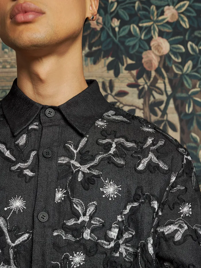 Men Sister Jane Shirts Honeycomb Denim Over Shirt Graphite