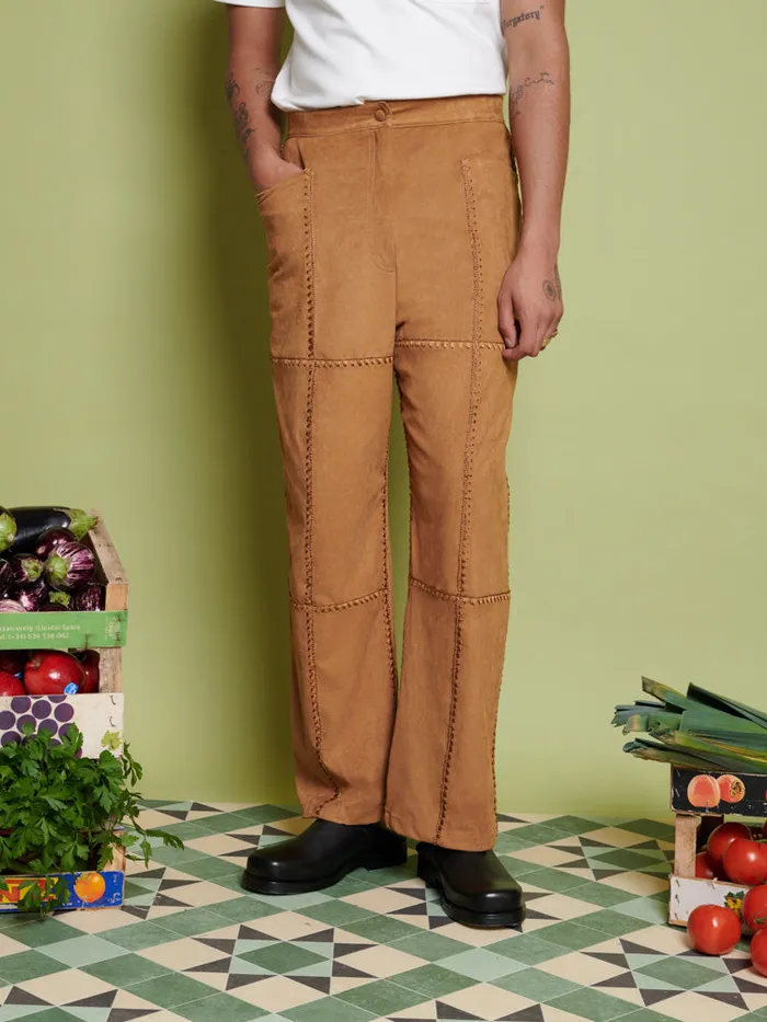 Men Sister Jane Trousers Clay Patchwork Trousers Tan Brown