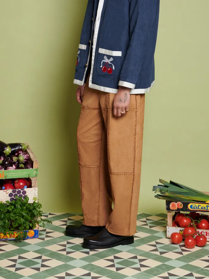 Men Sister Jane Trousers Clay Patchwork Trousers Tan Brown