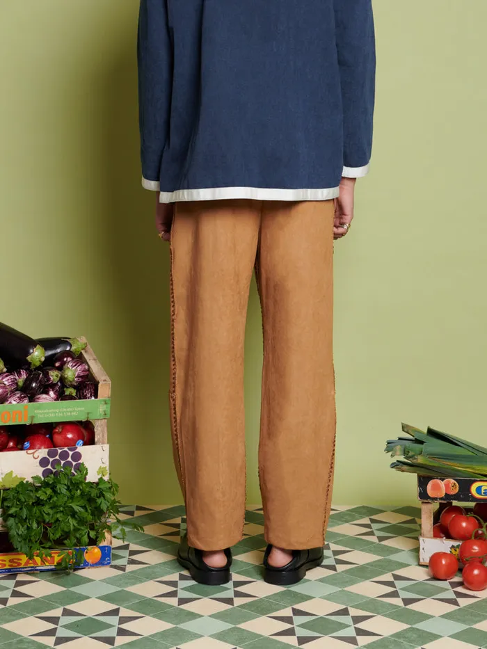 Men Sister Jane Trousers Clay Patchwork Trousers Tan Brown