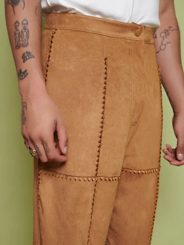 Men Sister Jane Trousers Clay Patchwork Trousers Tan Brown