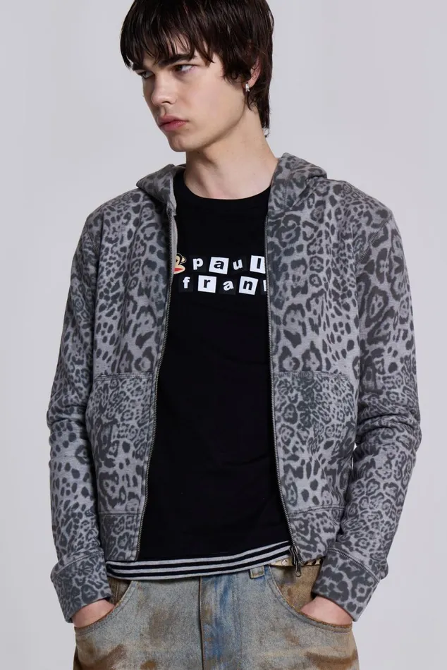 Men Snow Leopard Mini Monster Hoodie Jaded London Hoodies and Sweatshirts