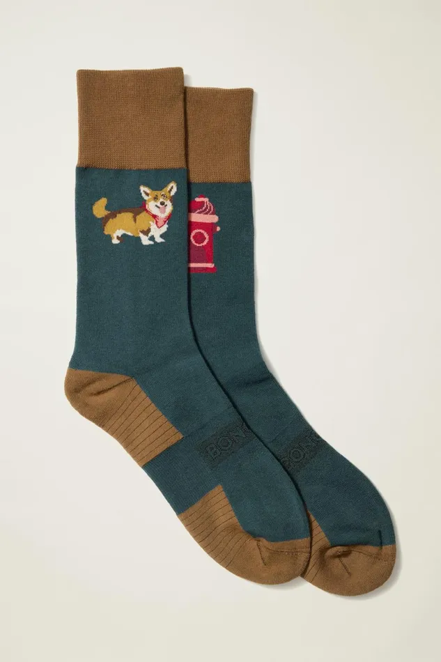 Men Soft Everyday Socks Navy Corgi Bathroom Break Bonobos Socks and Underwear
