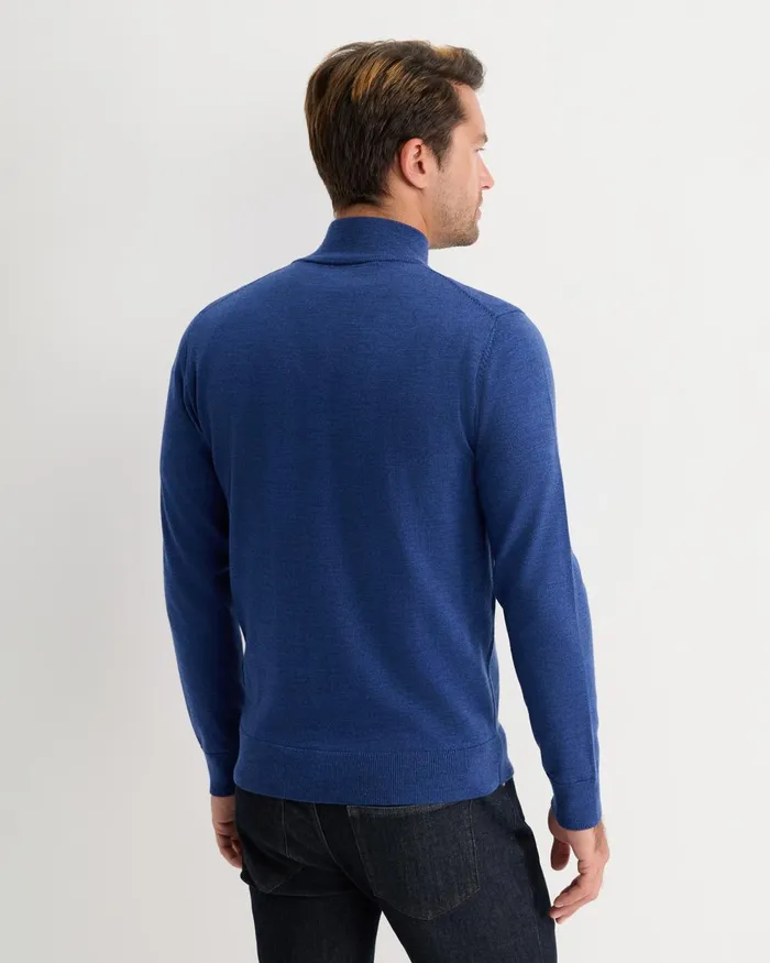 Men Sportscraft Knitwear Henry Merino Quarter Zip Knit Lapis