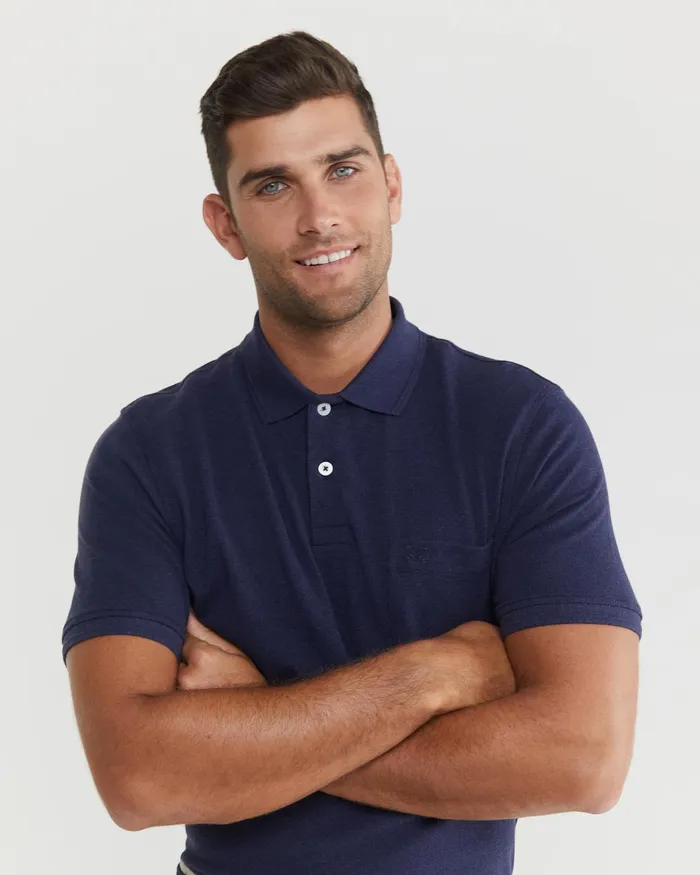 Men Sportscraft TShirts and Polos Pique Polo Melange Ink Melange
