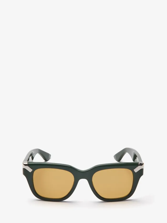 Men Sunglasses Alexander McQueen Punk Rivet Square Sunglasses Dark Greenochre Men Sunglasses Alexander McQueen Punk Rivet Square Sunglasses Dark Greenochre