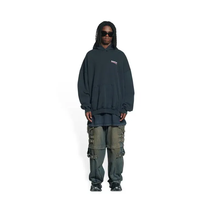 Men Sweatshirts and Hoodies Balenciaga Political Campaign Hoodie Large Fit In Black Men Sweatshirts and Hoodies Balenciaga Political Campaign Hoodie Large Fit In Black