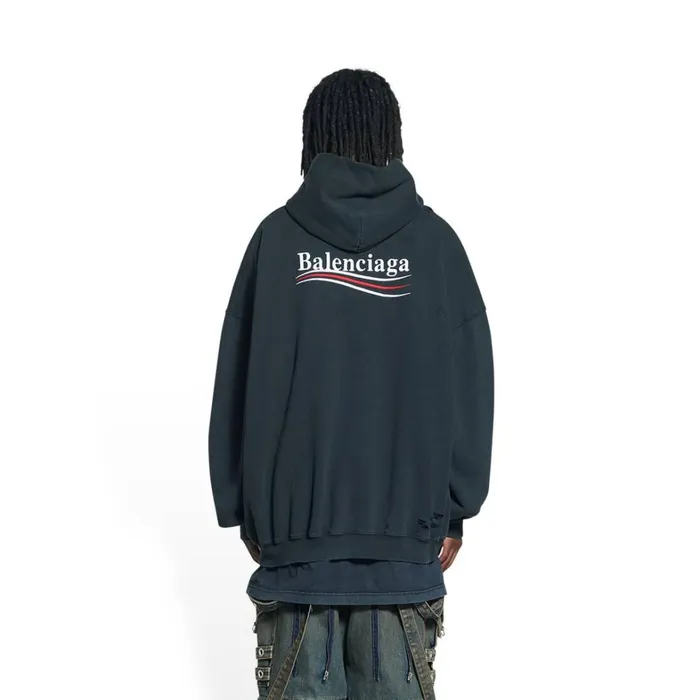 Men Sweatshirts and Hoodies Balenciaga Political Campaign Hoodie Large Fit In Black
