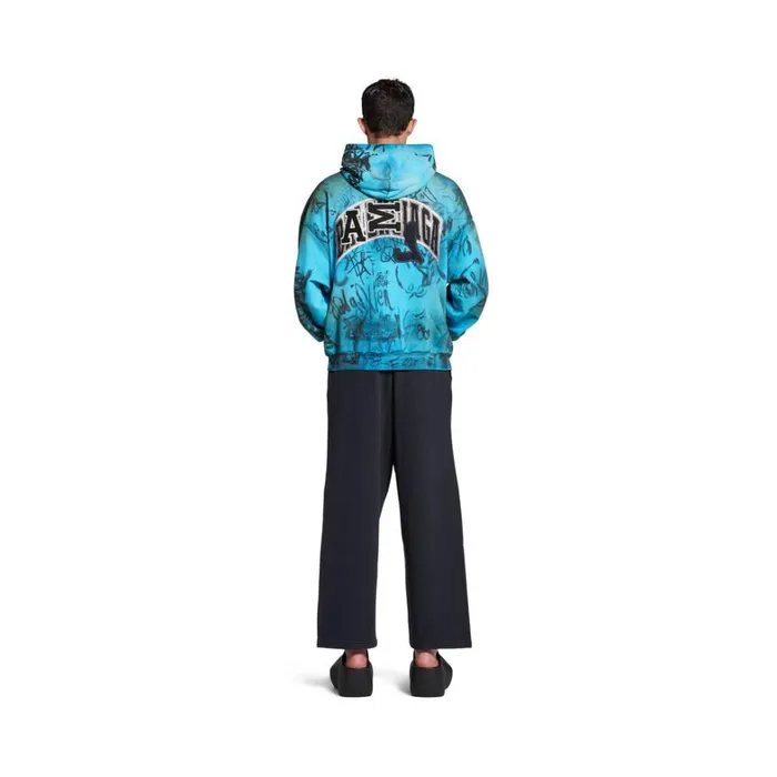 Men Sweatshirts and Hoodies Balenciaga Skater Zipup Hoodie Medium Fit In Blue Sky