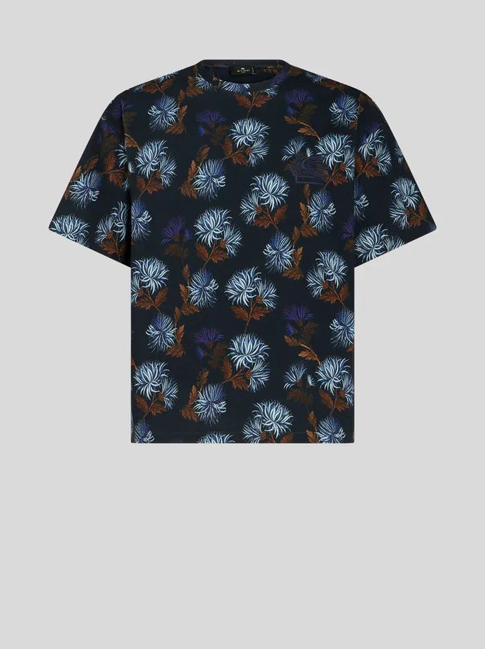 Men TShirt With Dahlias AllOver Etro TShirts