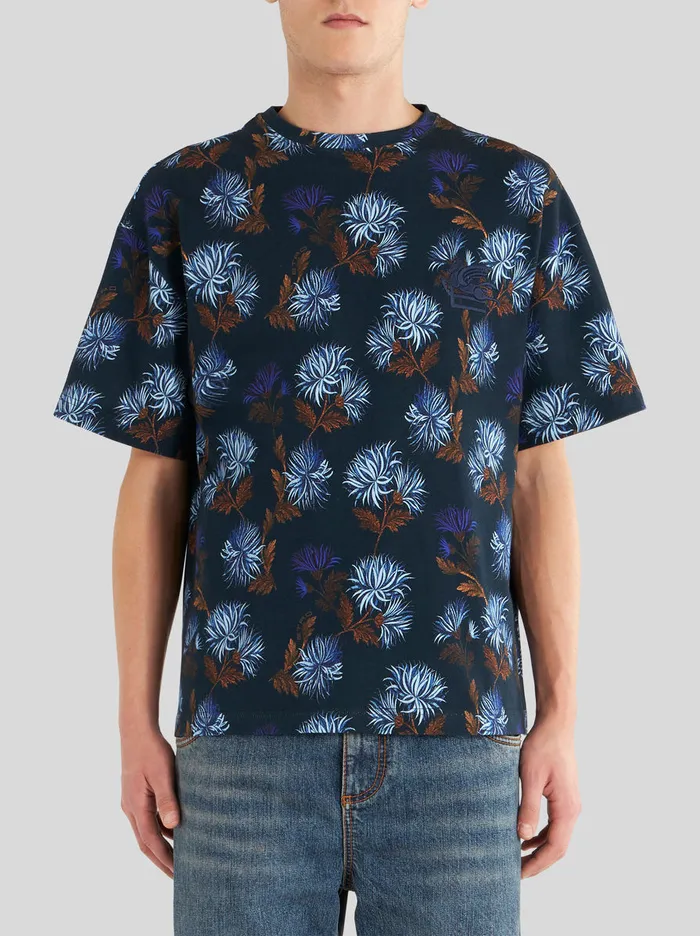 Men TShirt With Dahlias AllOver Etro TShirts