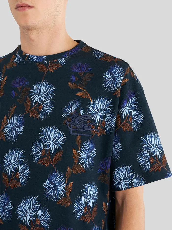 Men TShirt With Dahlias AllOver Etro TShirts