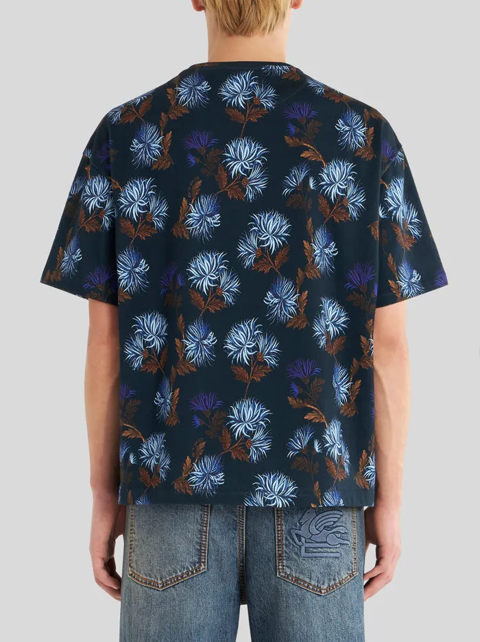 Men TShirt With Dahlias AllOver Etro TShirts