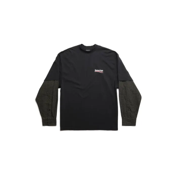 Men Tshirts Balenciaga Political Campaign Layered Tshirt Oversized In Black Faded