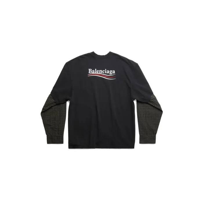 Men Tshirts Balenciaga Political Campaign Layered Tshirt Oversized In Black Faded