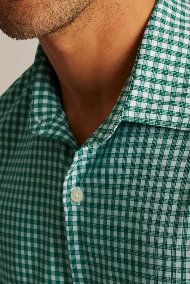 Men Tech Button Down Shirt Fern Plaid Bonobos Casual Shirts