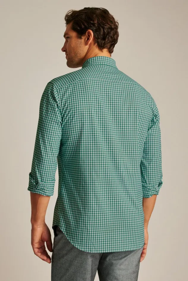 Men Tech Button Down Shirt Fern Plaid Bonobos Casual Shirts