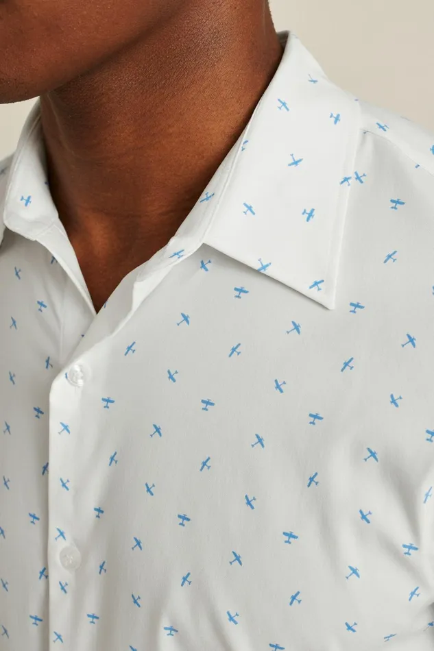 Men Tech Button Down Shirt Little Blue Biplanes Bonobos Casual Shirts