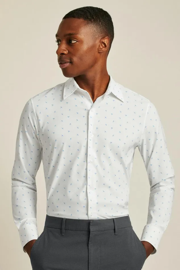 Men Tech Button Down Shirt Little Blue Biplanes Bonobos Casual Shirts